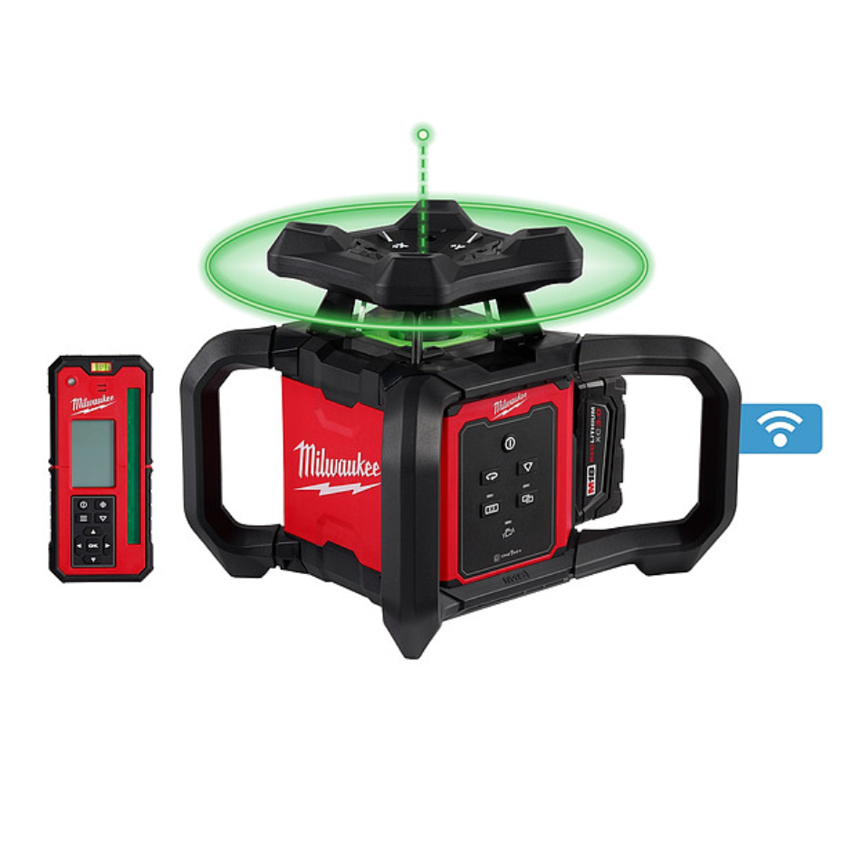 Milwaukee 3702-21 M18™ Green Interior Rotary Laser Level Kit w/ Remote/Receiver & Wall Mount Bracket
