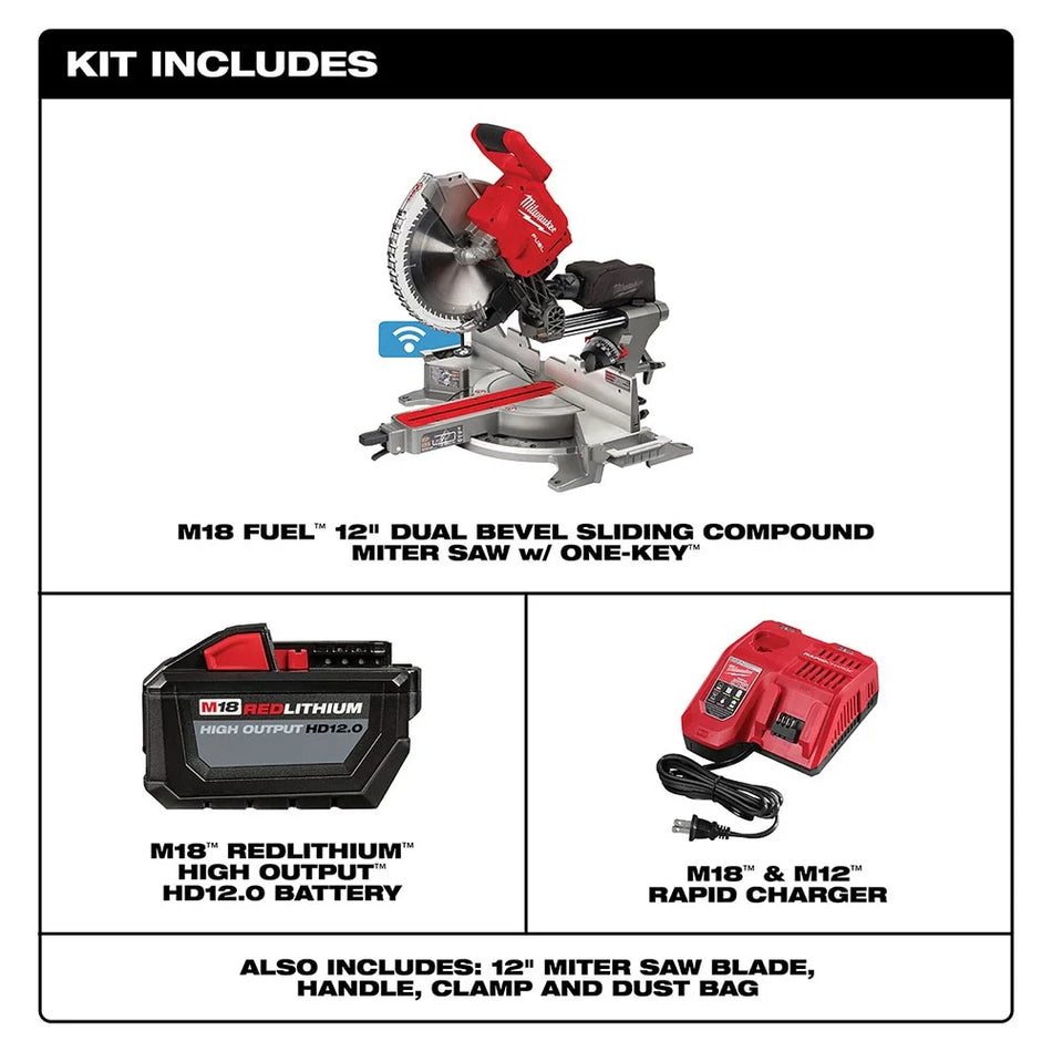 Milwaukee 2739-21HD M18 FUEL 12" Dual Bevel Sliding Compound Miter Saw Kit