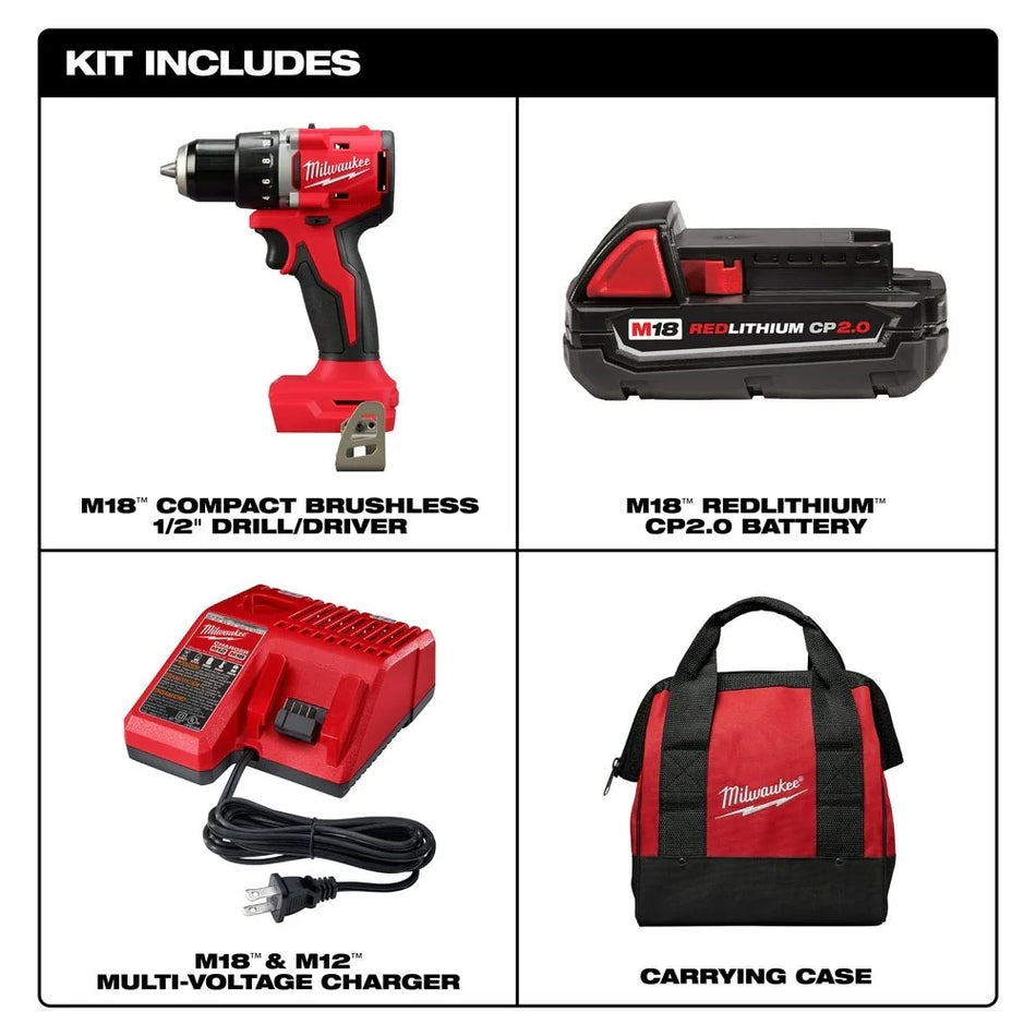 Milwaukee 3601-21P M18 Compact 1/2" Brushless Tool Kit