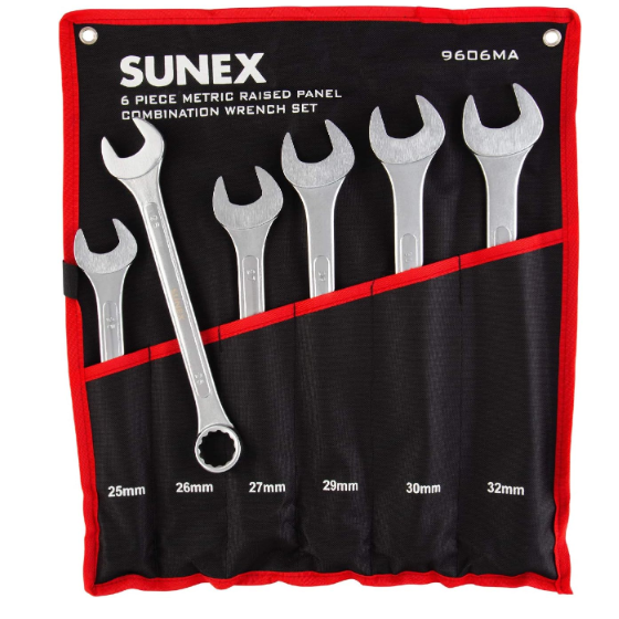 Sunex 9606MA Raised Panel Combination Wrench Set