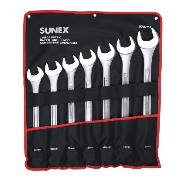 Sunex 9707MA 7-pc Metric Raised Panel Jumbo Combination Wrench Set - 33mm - 50mm