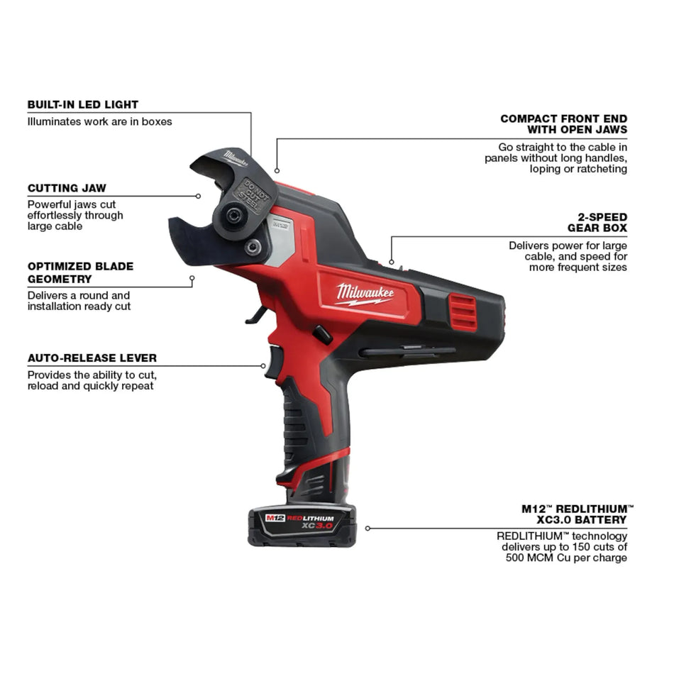 Milwaukee 2472-21XC M12™ 600 MCM Cable Cutter Kit