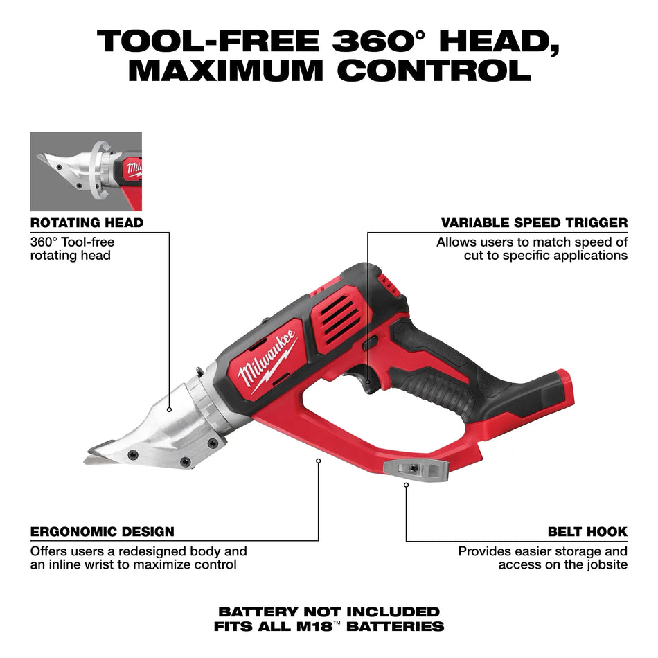 Milwaukee 2635-20 M18™ Cordless 18 Gauge Double Cut Shear Tool (Tool Only)