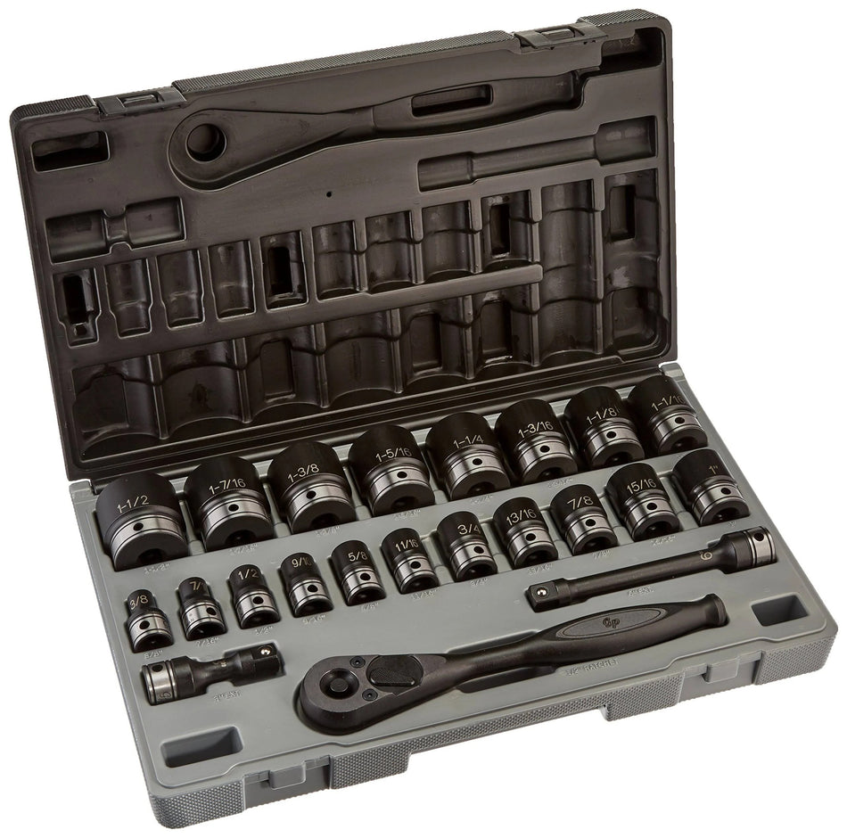 Grey Pneumatic 82622 1/2" Dr. 22pc Fractional Duo-Socket Set - 6 Pt.