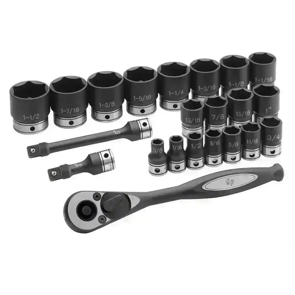 Grey Pneumatic 82622 1/2" Dr. 22pc Fractional Duo-Socket Set - 6 Pt.