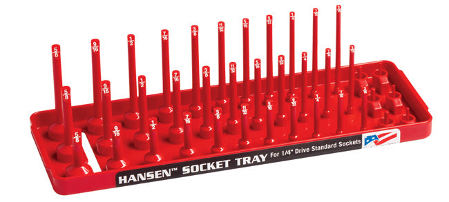 Hansen Global 14013 1/4″ Drive Fractional 3 Row Socket Tray - Red