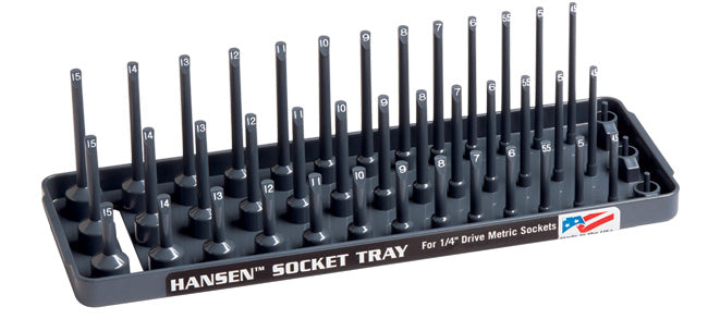 Hansen Global 14023 1/4″ Drive Metric 3 Row Socket Tray - Grey