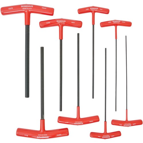 Bondhus 15387 Set of 8 9" T-Handle All Wrenches 2mm-10mm