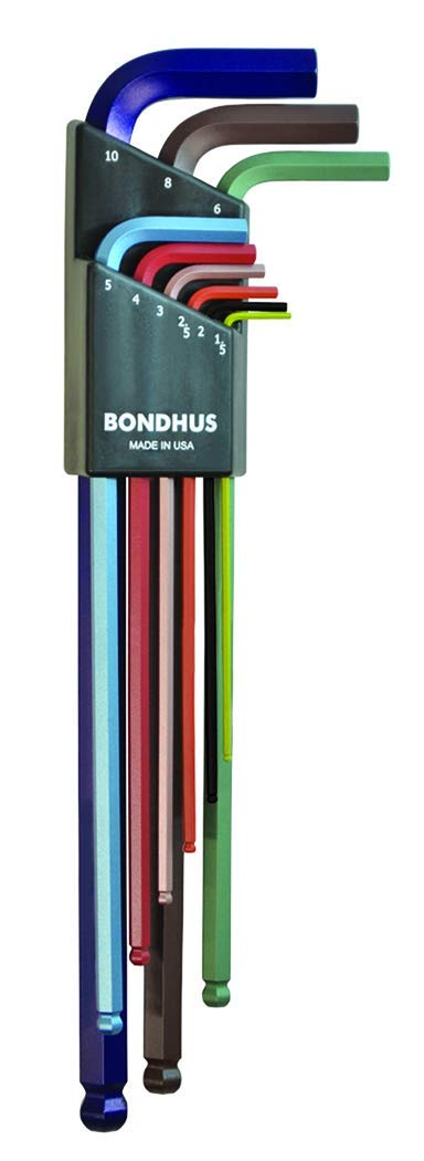 Bondhus 69699 Set of 9 Ball End L-Wrenches with ColorGuard Finish