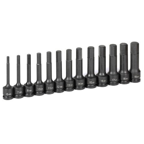 Grey Pneumatic 1343MH 1/2" Drive - 4" Length - 13 Piece Metric Hex Driver Set