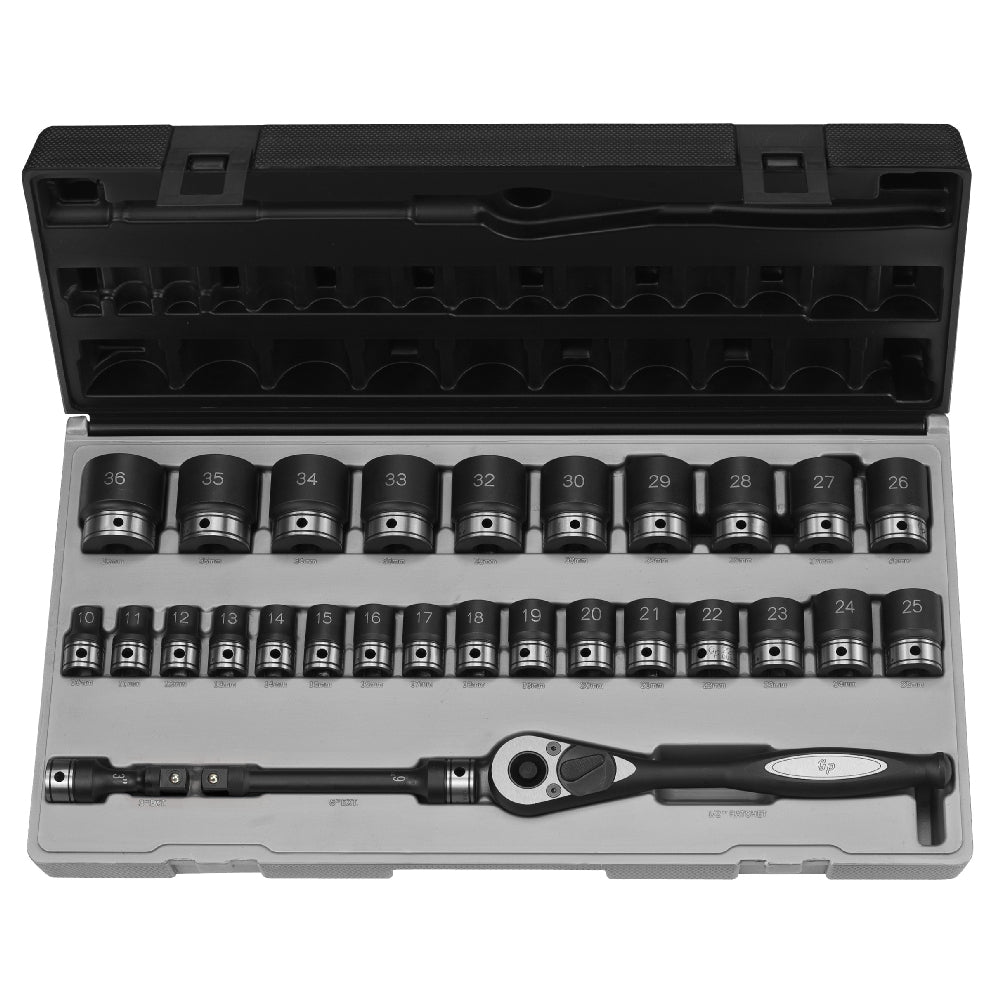 Grey Pneumatic 3/8" Drive SAE Impact Socket Set - 5/16 To 1 Inch, 6-Point, 6 Pcs, Model 1213