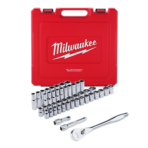 Milwaukee 48-22-9010 - 1/2" Drive 47pc Ratchet and Socket Set – SAE & Metric