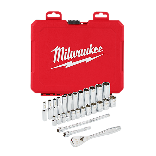 Milwaukee 48-22-9504 - 1/4" Drive 28pc Ratchet & Socket Set - Metric