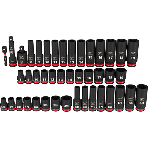 Milwaukee 49-66-7009 SHOCKWAVE Impact Duty™ 3/8" Drive SAE & Metric Deep 6 Point Socket Set, 43pc