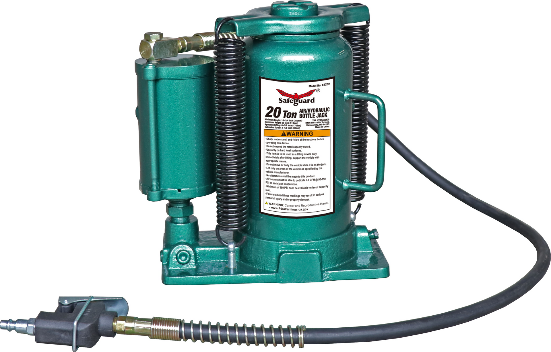 Safeguard 61202 20-Ton Air/Hydraulic Short Bottle Jack – Clark's