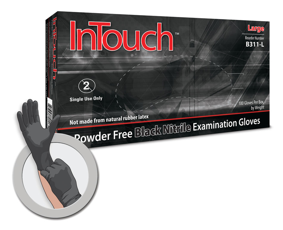 *PROMO* Atlantic Safety Products InTouch Black Nitrile Gloves - 5 mil thickness